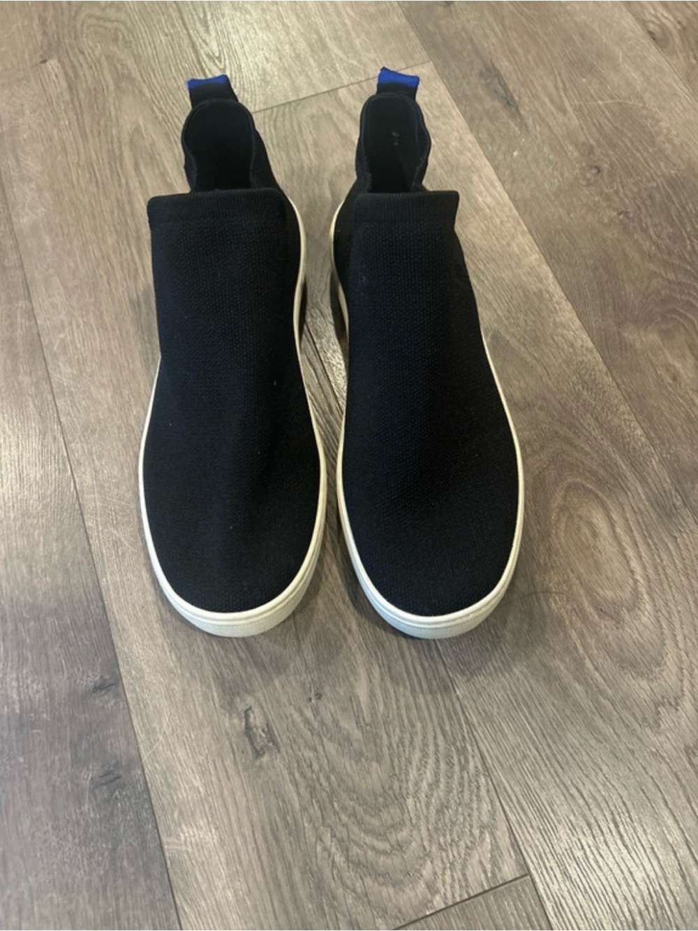 Women’s Rothy Slip-On Knit Sneakers in Black with White Sole size 9